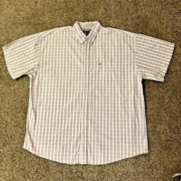 Panhandle Slim Shirt Mens XXL Used Botton Down Brown Plaid - Picture 3 of 12